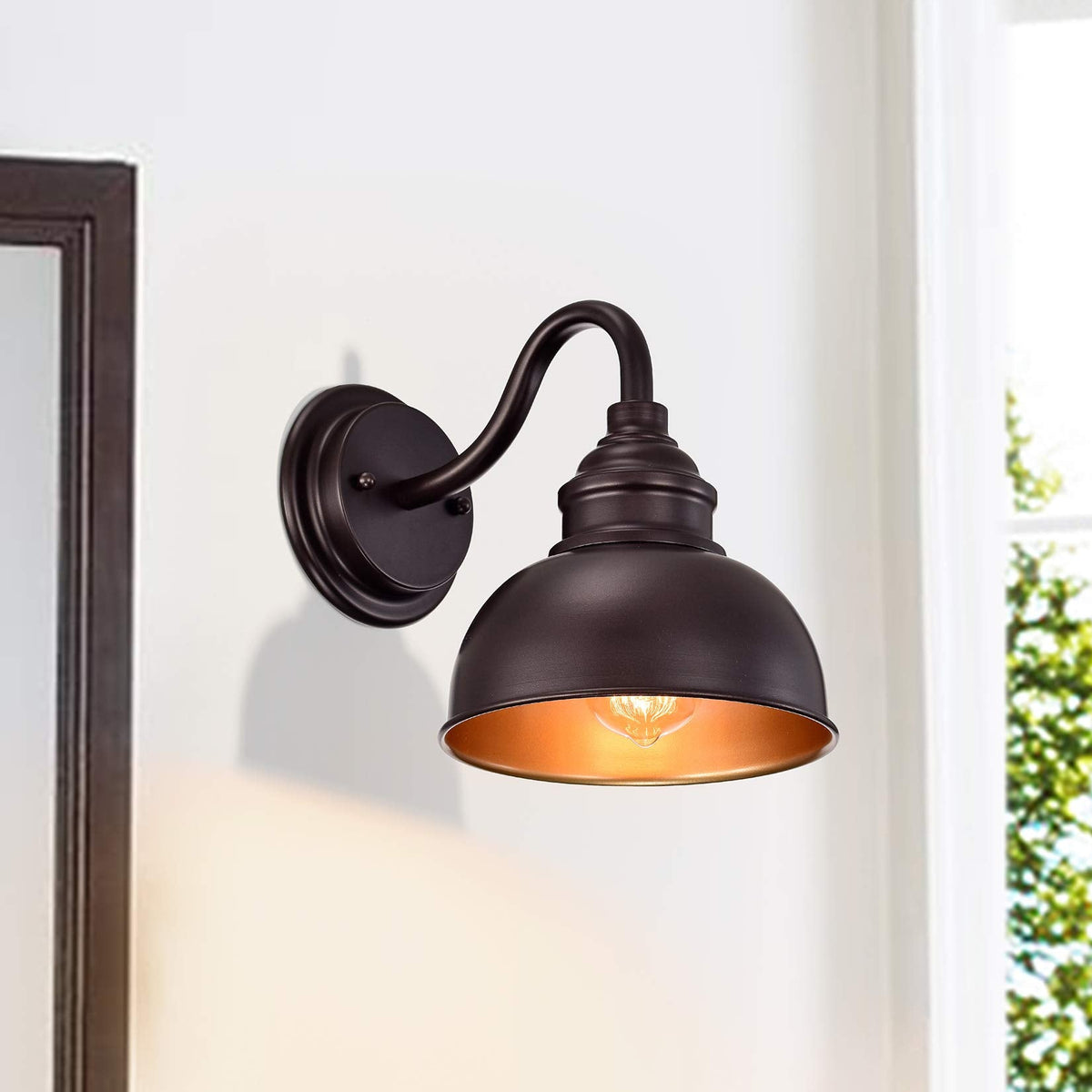 ACLand Farmhouse Vanity Wall Sconce, Metal Gooseneck Barn Light Fixture, Oil Rubbed Bronze, 2 Pack W7.5in Barn, Model A40220
