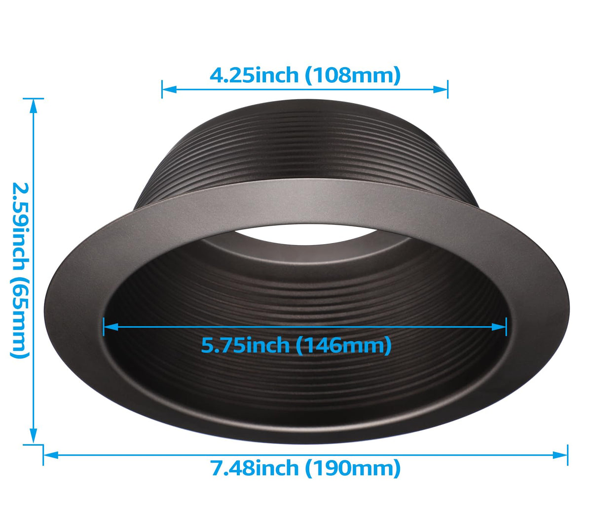 TORCHSTAR 6 Inch Integrated Can Light Trim, Oil Rubbed Bronze, Full Metal, Model 33139, for 6in Cans, Pack of 6