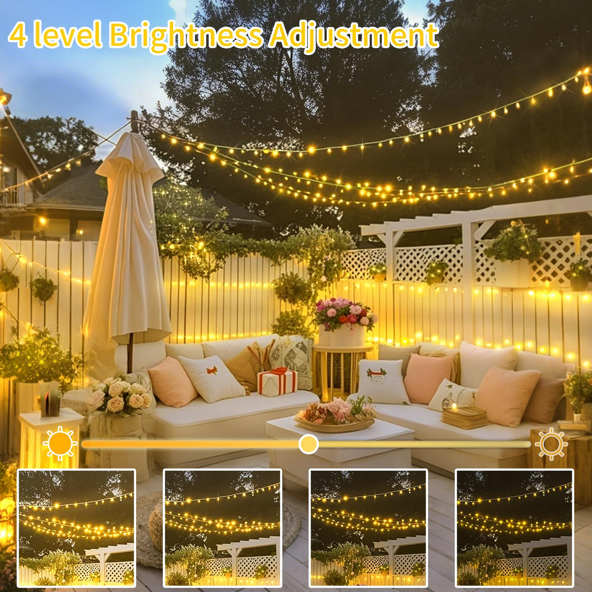 ROADAYLY Christmas Lights, 196FT 500 LED Warm White Outdoor Waterproof String Lights with Timer, Green Wire