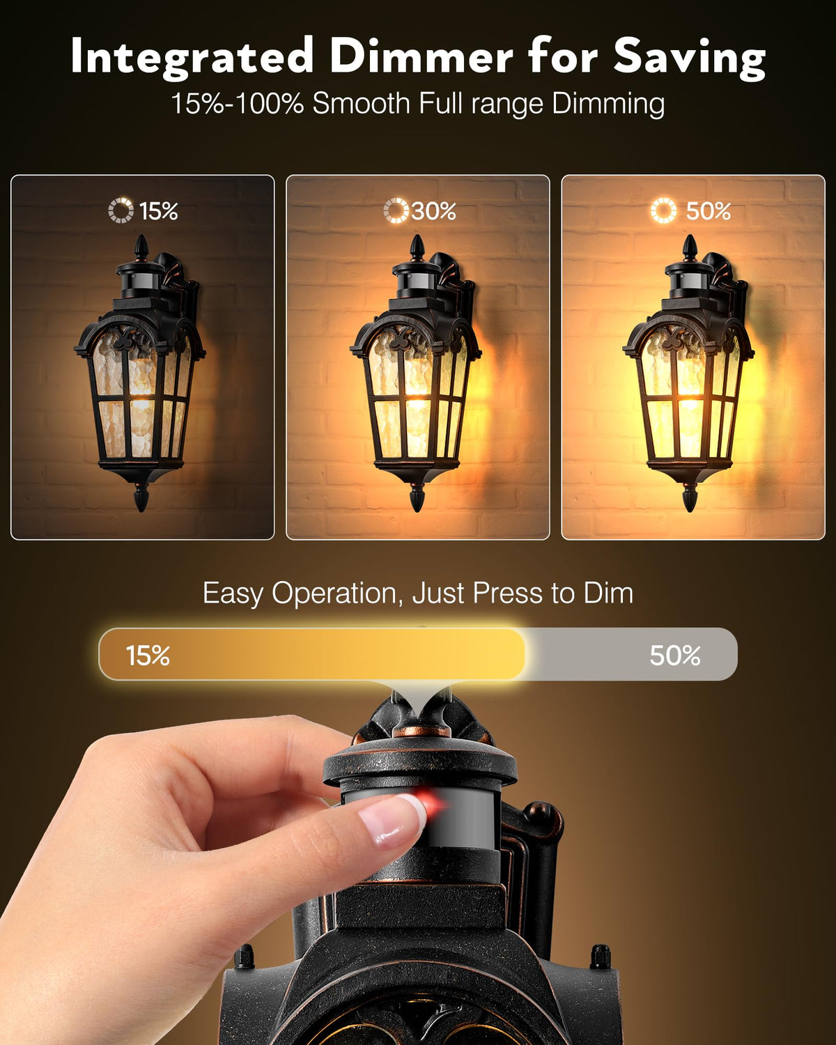 VIANIS Outdoor Motion Sensor Light, Aluminum Porch Lantern, 16.4in H, Oil-Rubbed Bronze, Model V81531B2